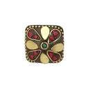 Urthn Pink Resin Stone Gold Plated Adjustable Ring - 1501887A