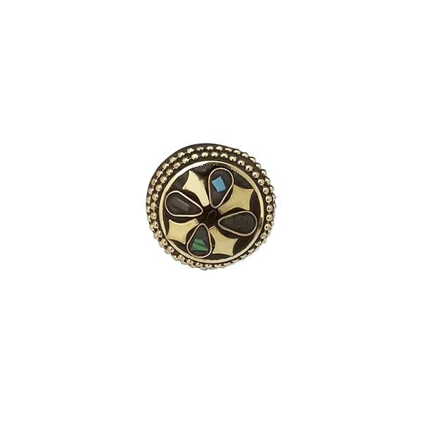 Urthn Green Resin Stone Gold Plated Adjustable Ring - 1501888C