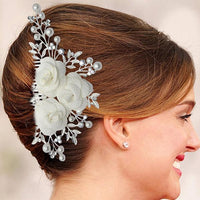 Apurva Pearls Floral Design Pearl Stone Silver Plated Hair Brooch - 1502013B