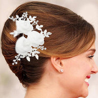 Apurva Pearls Floral Design Silver Plated Hair Brooch - 1502014B