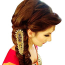 Apurva Pearl Leaf Design Gold Plated Hair Brooch - 1502021B