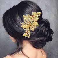Apurva Pearls Leaf Design Stone Gold Plated Hair Brooch - 1502023A