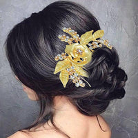 Apurva Pearls Stone Rose Design Gold Plated Hair Brooch - 1502026B