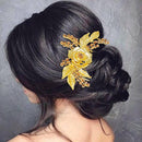 Apurva Pearls Stone Rose Design Gold Plated Hair Brooch - 1502026C