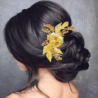 Apurva Pearls Stone Rose Design Gold Plated Hair Brooch - 1502026C