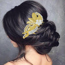Apurva Pearls Stone Leaf Design Gold Plated Hair Brooch - 1502030A