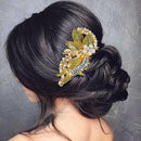 Apurva Pearls Stone Leaf Design Gold Plated Hair Brooch - 1502030B