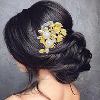 Apurva Pearls Stone Gold Plated Hair Brooch - 1502031A