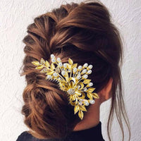 Apurva Pearls Stone Pearl Gold Plated Hair Brooch - 1502057B