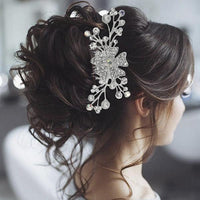 Apurva Pearls Silver Plated Austrian Stone Pearl Hair Brooch - 1502063A