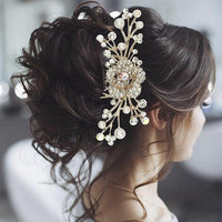 Apurva Pearls Gold Plated Austrian Stone Pearl Hair Brooch - 1502064A