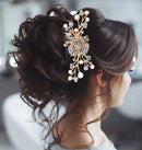 Apurva Pearls Gold Plated Austrian Stone Pearl Hair Brooch - 1502065B