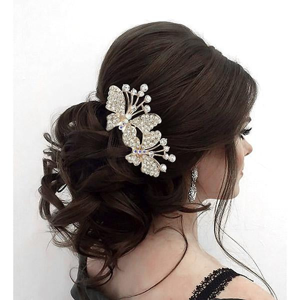 Apurva Pearls White Austrian Stone Gold Plated Hair Brooch - 1502069A