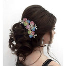 Apurva Pearls Multi Austrian Stone Gold Plated Hair Brooch - 1502074B