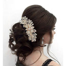 Apurva Pearls White Austrian Stone Gold Plated Floral Hair Brooch - 1502075A