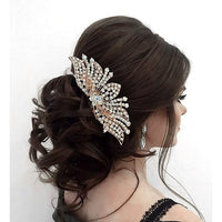 Apurva Pearls White Austrian Stone Gold Plated Hair Brooch - 1502076A