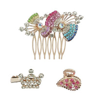 Apurva Pearls Austrian Stone Gold Plated  Buterfly Hair Brooch With Clip - 1502081B