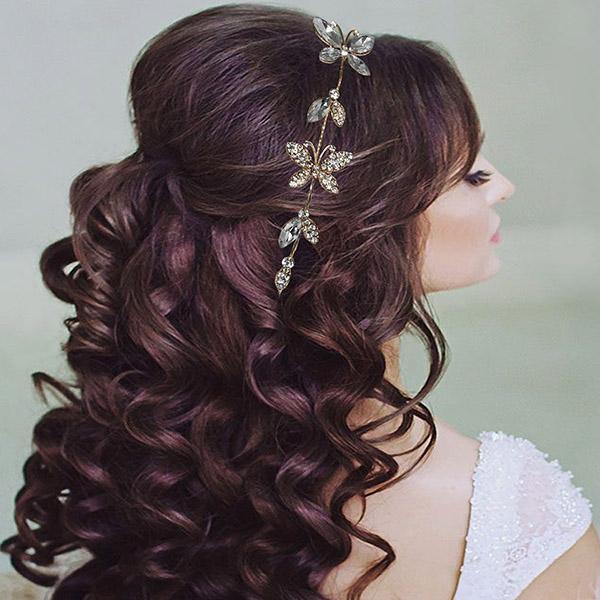 Apurva Pearls Gold Plated Stone Butterfly Design Hair Brooch - 1502205A