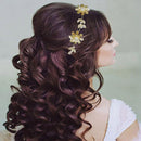 Apurva Pearls Stone Gold Plated Floral Design Hair Brooch - 1502206A