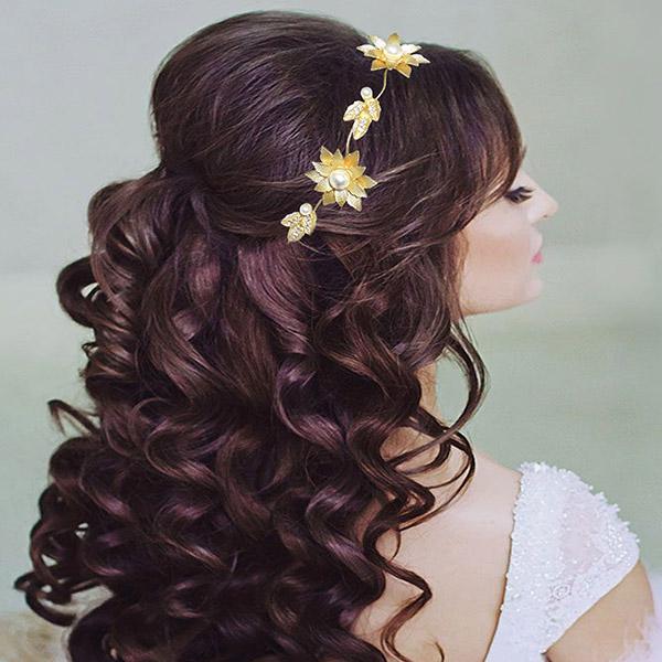 Apurva Pearls Stone Gold Plated Hair Brooch - 1502209A