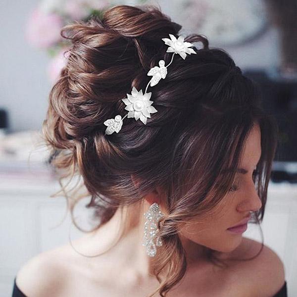 Apurva Pearls Stone Silver Plated Hair Brooch - 1502209B