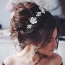 Apurva Pearls Stone Silver Plated Double Floral Design Hair Brooch - 1502210B