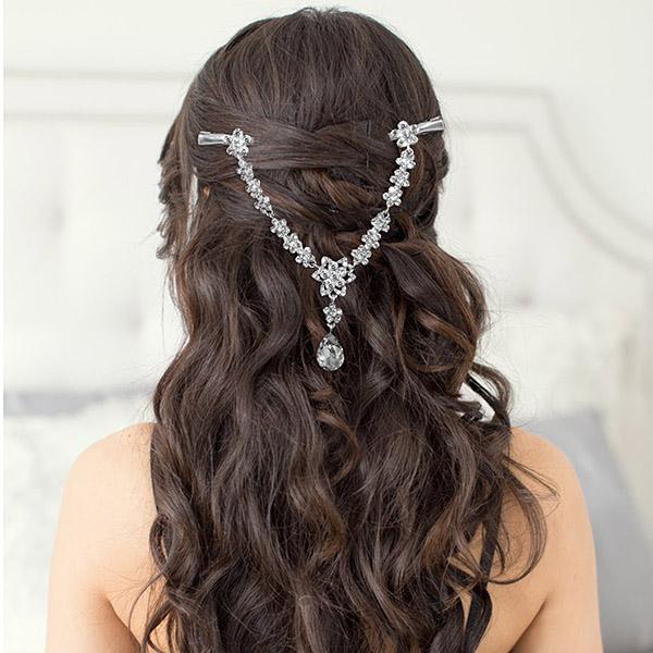 Apurva Pearls Stone Silver Plated Hair Brooch - 1502217B