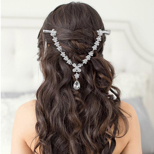 Apurva Pearls Stone Silver Plated Hair Brooch - 1502218B