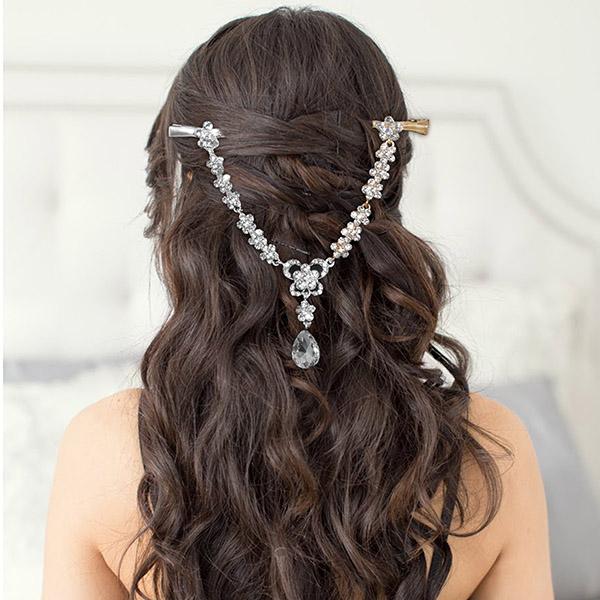 Apurva Pearls Stone Silver Plated Hair Brooch - 1502220B