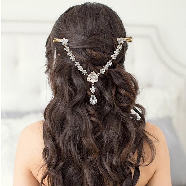 Apurva Pearls Stone Gold Plated Hair Brooch - 1502222A