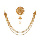 Apurva Pearls Brown Stone Hair Brooch - 1502228B