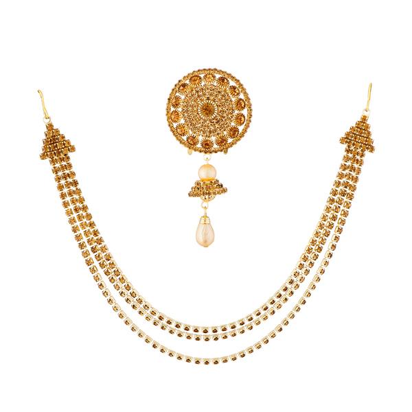 Apurva Pearls Brown Stone Hair Brooch - 1502228B