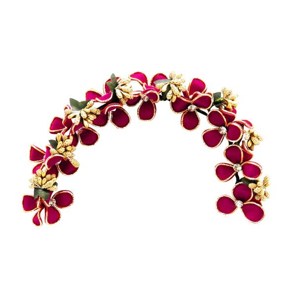 Apurva Pearl Pink And Green Floral Design Hair Brooch - 1502230A