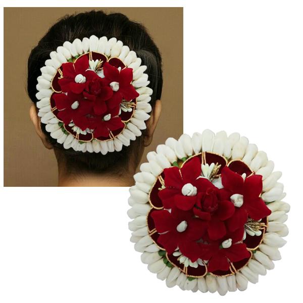 Apurva Pearls Maroon Floral Design Hair Brooch - 1502234C