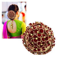 Apurva Pearls Maroon Floral Design Hair Brooch - 1502238A