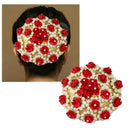 Apurva Pearls Austrian Stone Red Floral Hair Brooch - 1502247A