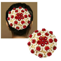Apurva Pearls Austrian Stone Red Floral Hair Brooch - 1502247B