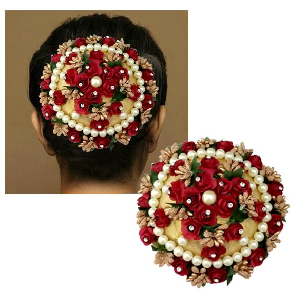 Apurva Pearls White Pearl Multi Floral Hair Brooch - 1502250B