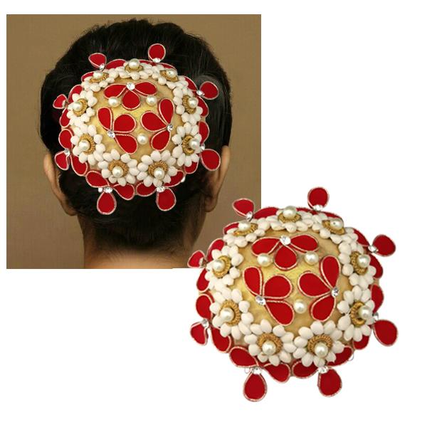 Apurva Pearls White Floral Austrian Stone Hair Brooch - 1502253