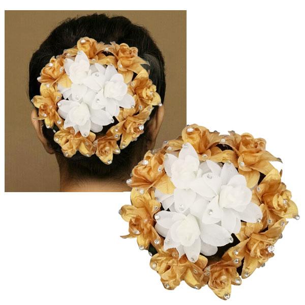 Apurva Pearls Austrian Stone White Floral Hair Brooch - 1502263B