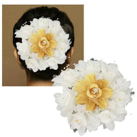 Apurva Pearls Austrian Stone White Floral Hair Brooch - 1502264B