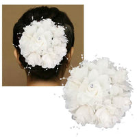 Apurva Pearls Austrian Stone White Floral Hair Brooch - 1502264C
