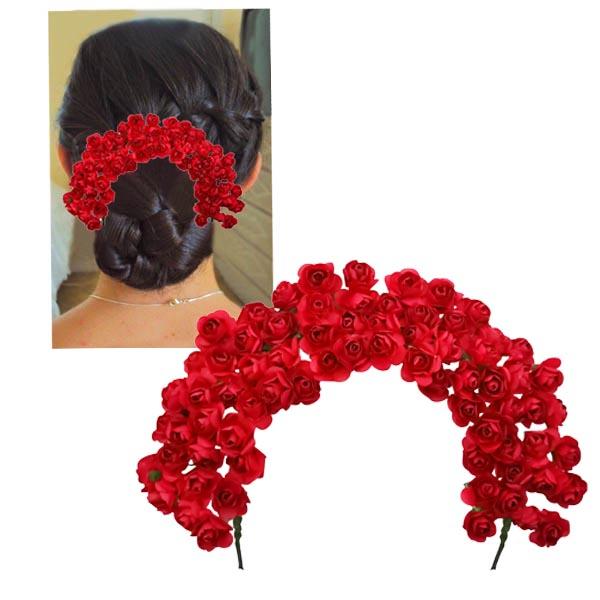Apurva Pearl Red Floral Design Hair Brooch - 1502267A