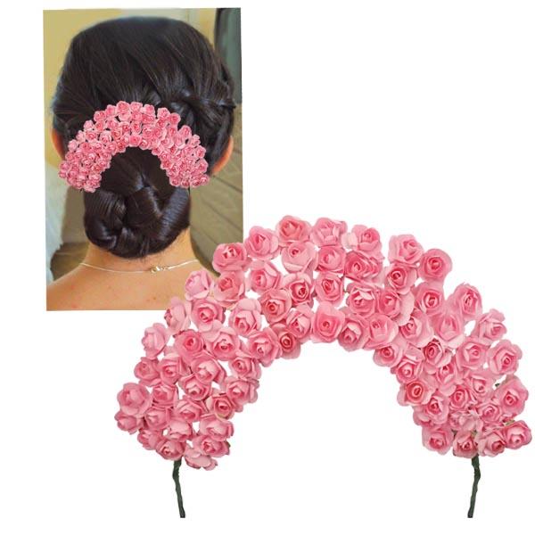 Apurva Pearl Pink Floral Design Hair Brooch - 1502267C