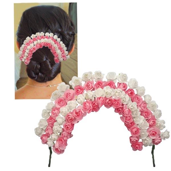 Apurva Pearl Pink Floral Design Hair Brooch - 1502267E