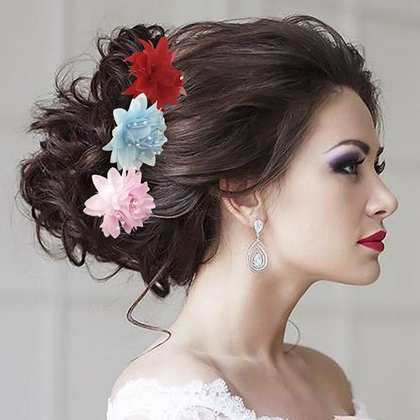 Tip Top Fashions Multicolor Floral Hair Brooch - 1502288