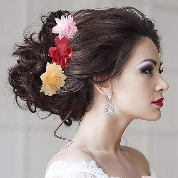 Tip Top Fashions Multicolor Floral Hair Brooch - 1502291