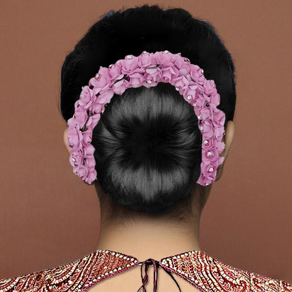 Tip Top Fashions Austrian Stone Pink Floral Hair Brooch - 1502299A