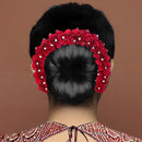 Apurva Pearls Austrian Stone Red Floral Hair Brooch - 1502299B