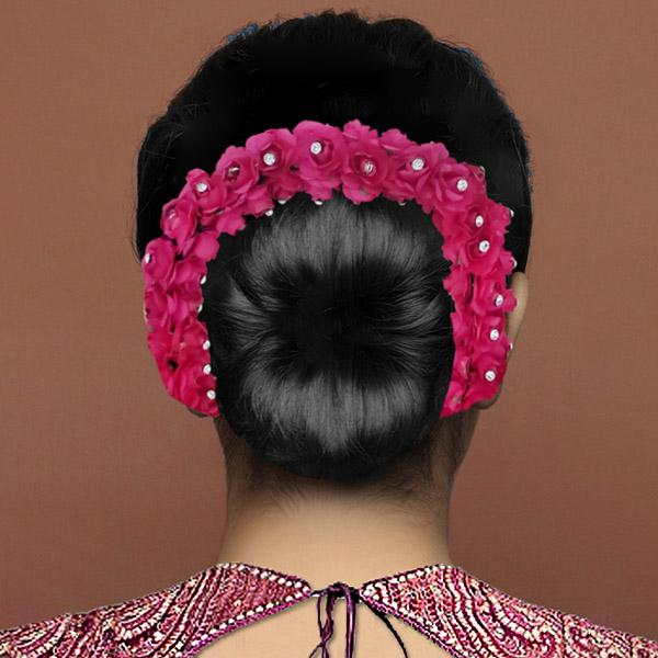 Tip Top Fashions Austrian Stone Pink Floral Hair Brooch - 1502299D